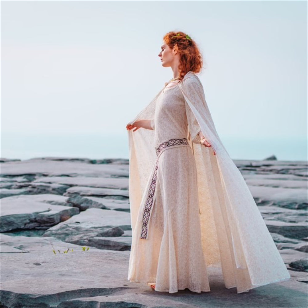 Early Medieval Style Dress with Cloak - Retrorobe
