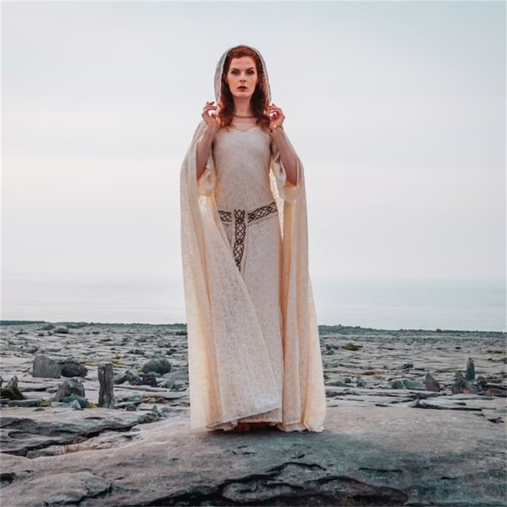 Early Medieval Style Dress with Cloak - Retrorobe