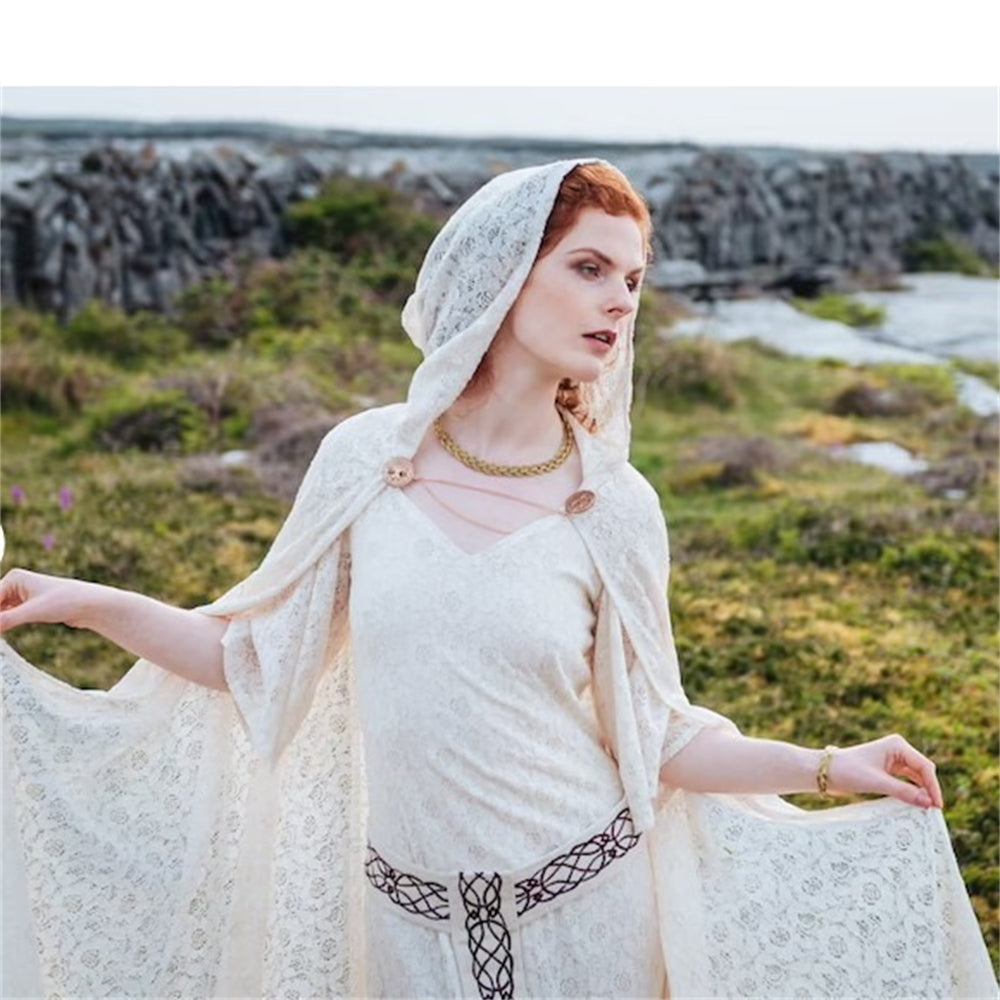 Early Medieval Style Dress with Cloak - Retrorobe