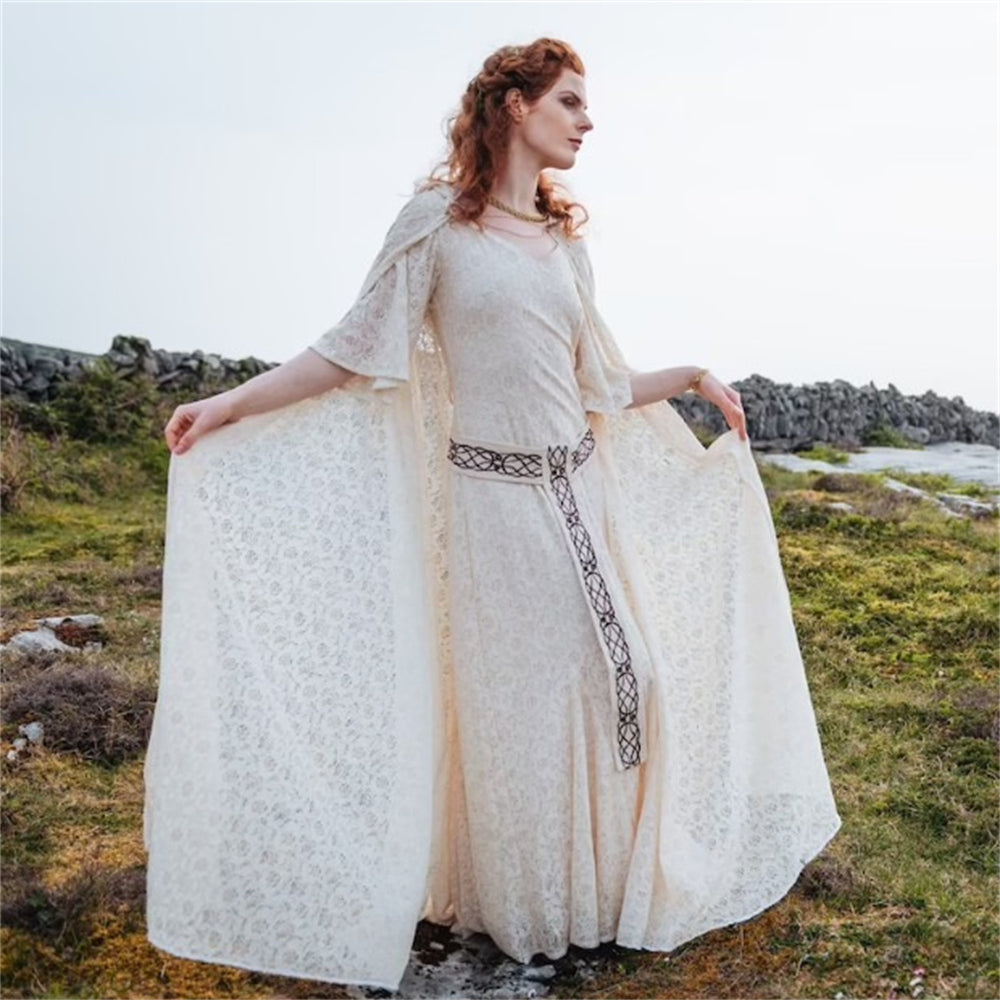 Early Medieval Style Dress with Cloak - Retrorobe
