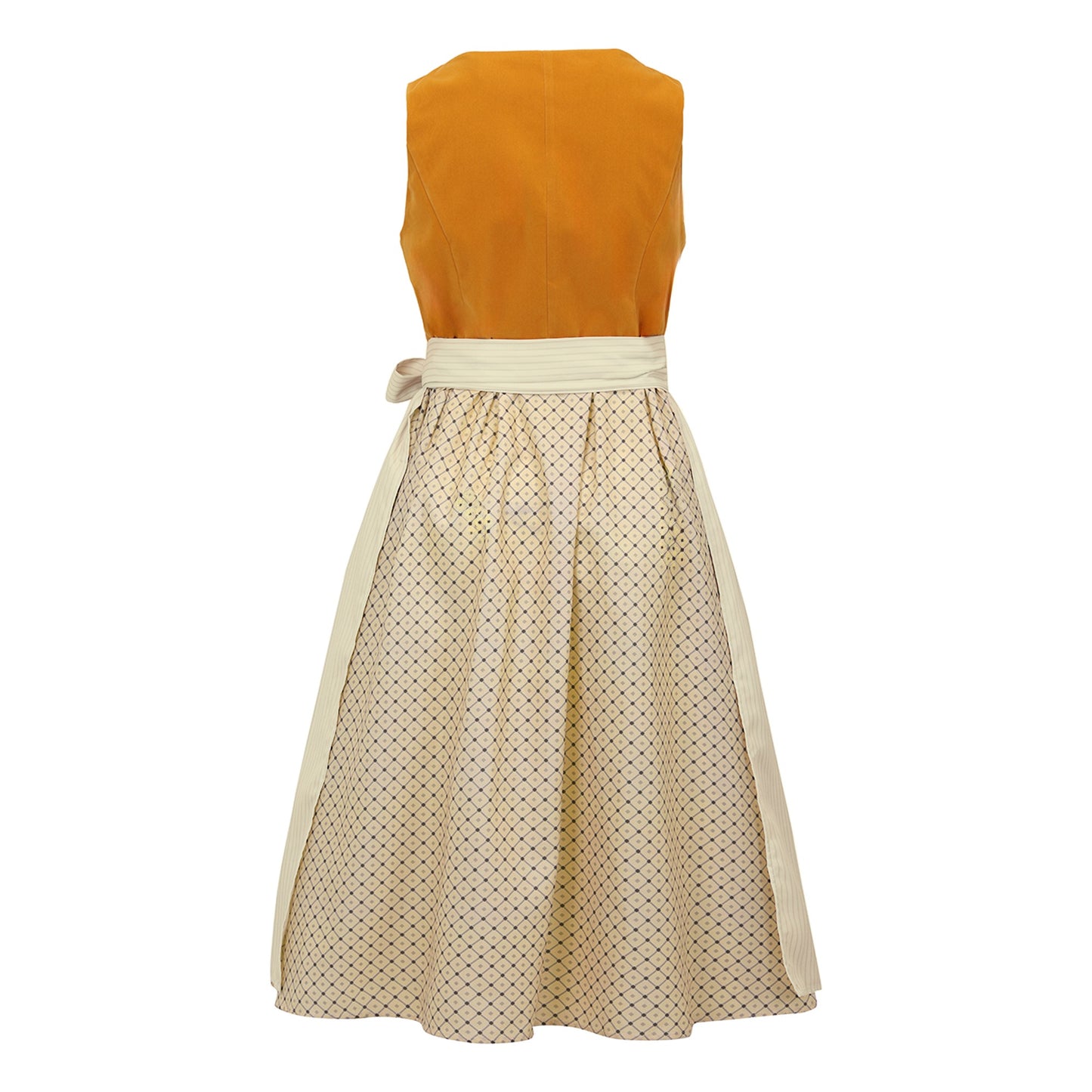 Oktoberfest Orange Vintage Dirndl Dress with Beige Apron