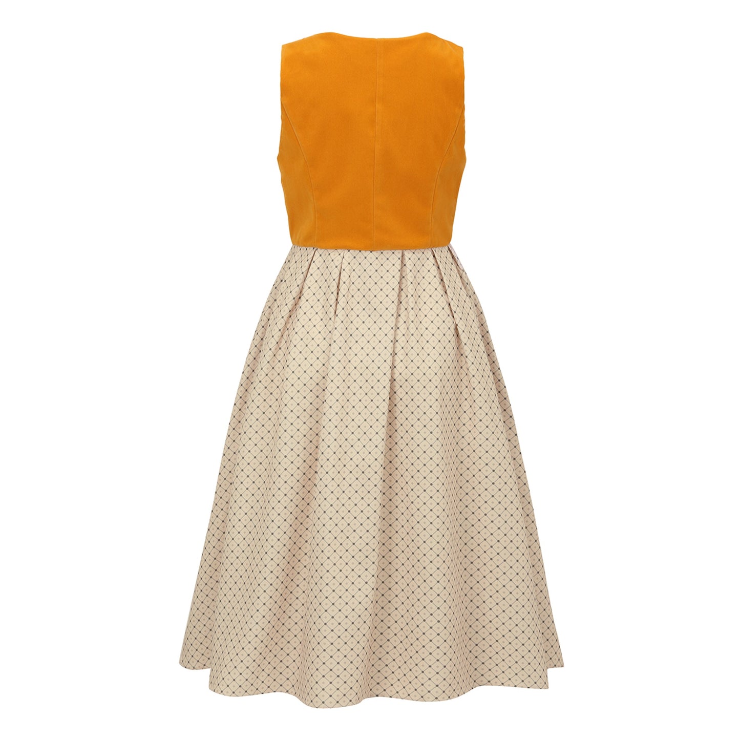 Oktoberfest Orange Vintage Dirndl Dress with Beige Apron