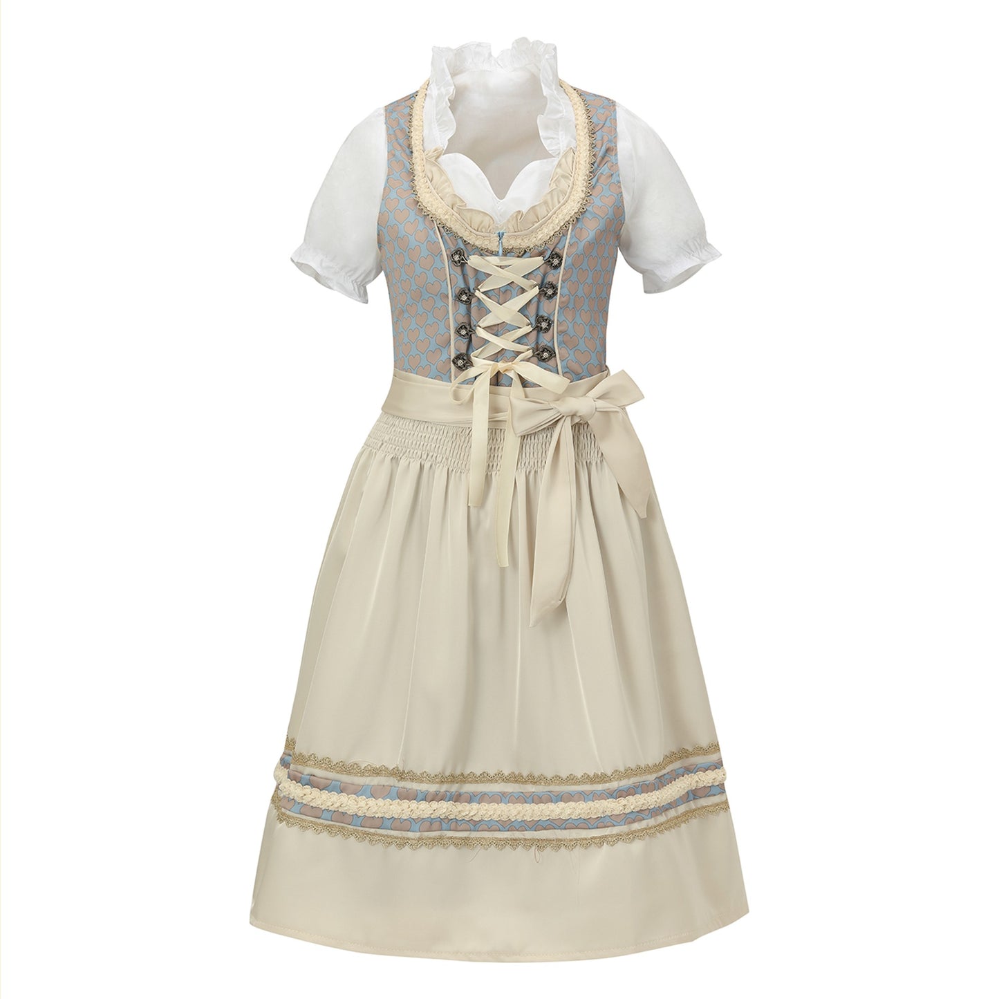 Oktoberfest Apricot Elegant Dirndl Dress with Blouse & Apron