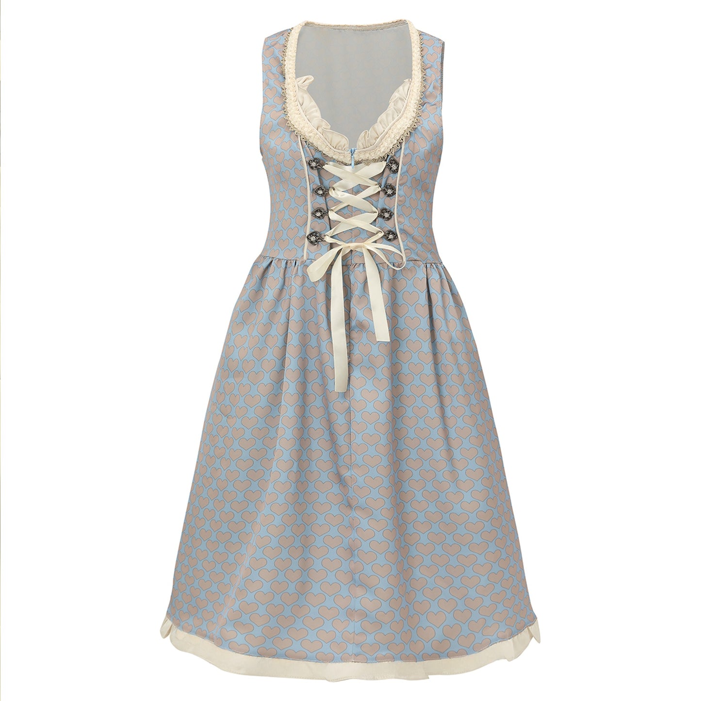 Oktoberfest Apricot Elegant Dirndl Dress with Blouse & Apron