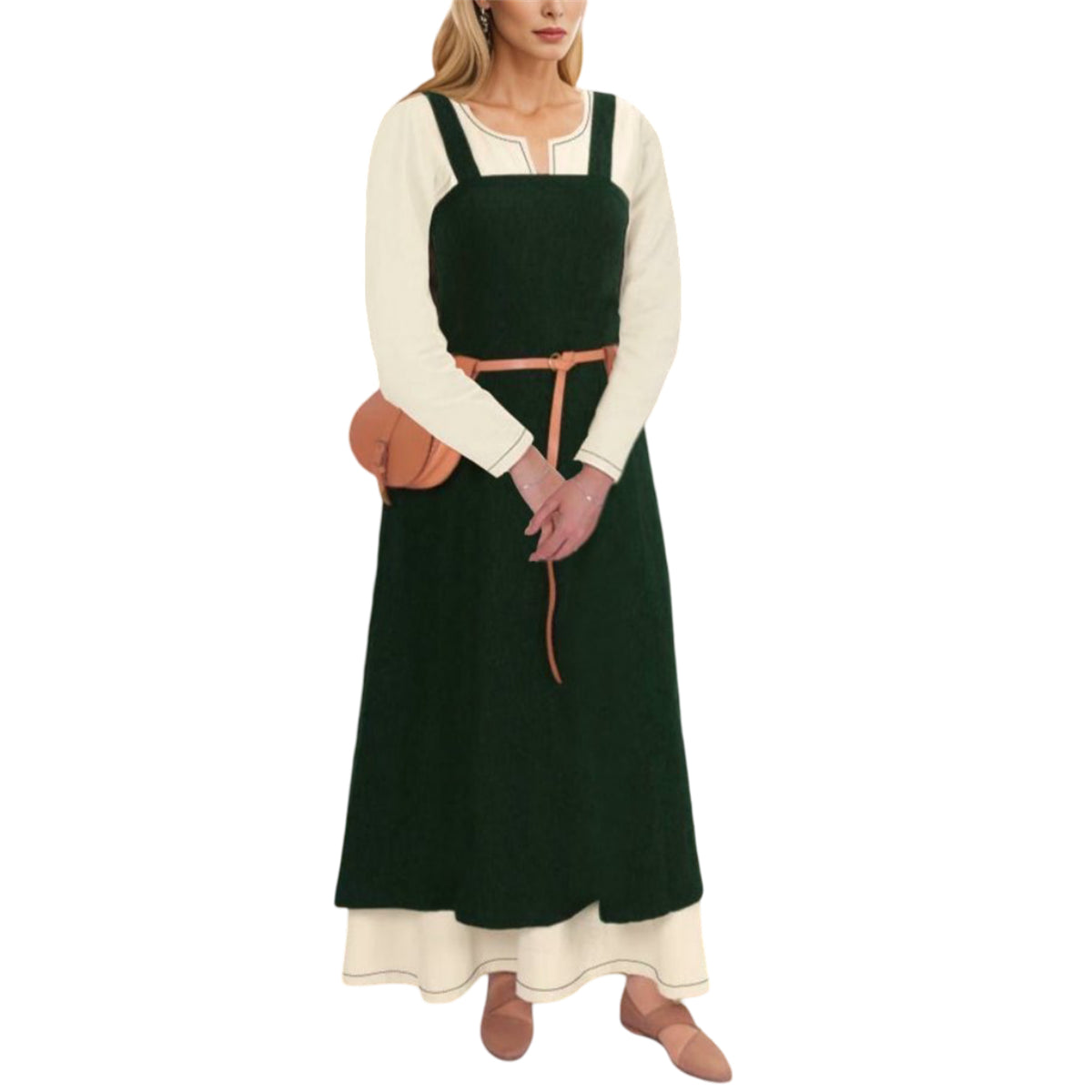 Medieval Apron Overdress Tunic Set Dress