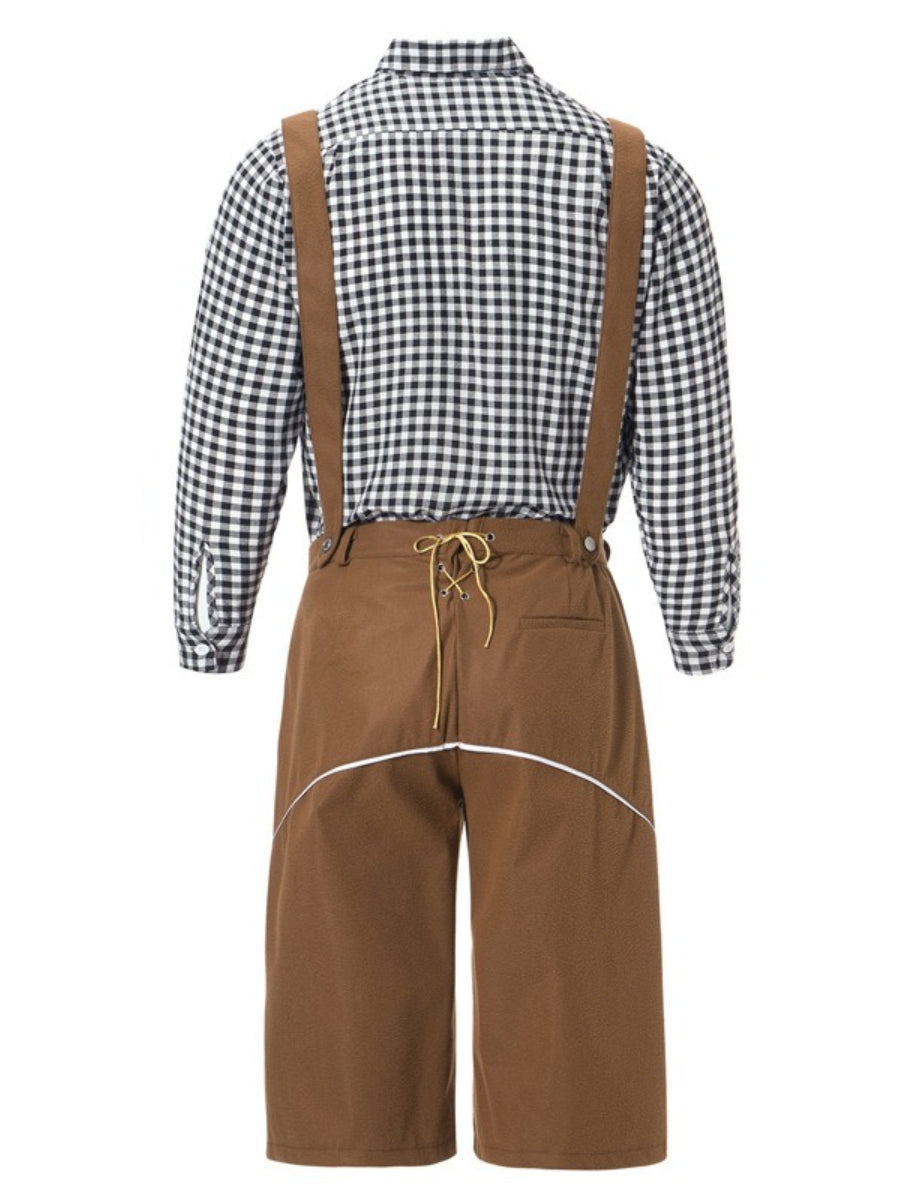 Oktoberfest Lederhosen Costume Set with Checkered Shirt
