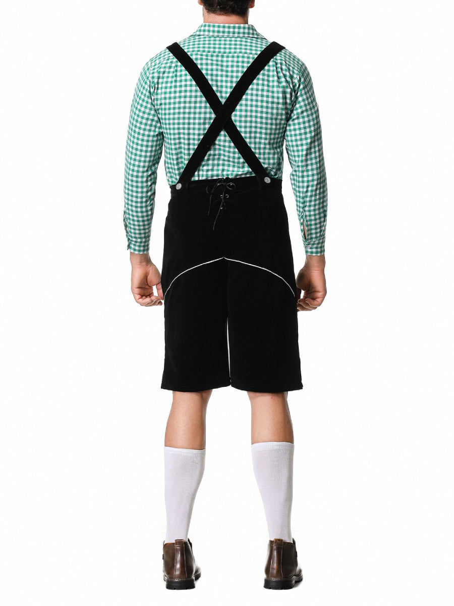 Oktoberfest Lederhosen Costume Set with Checkered Shirt