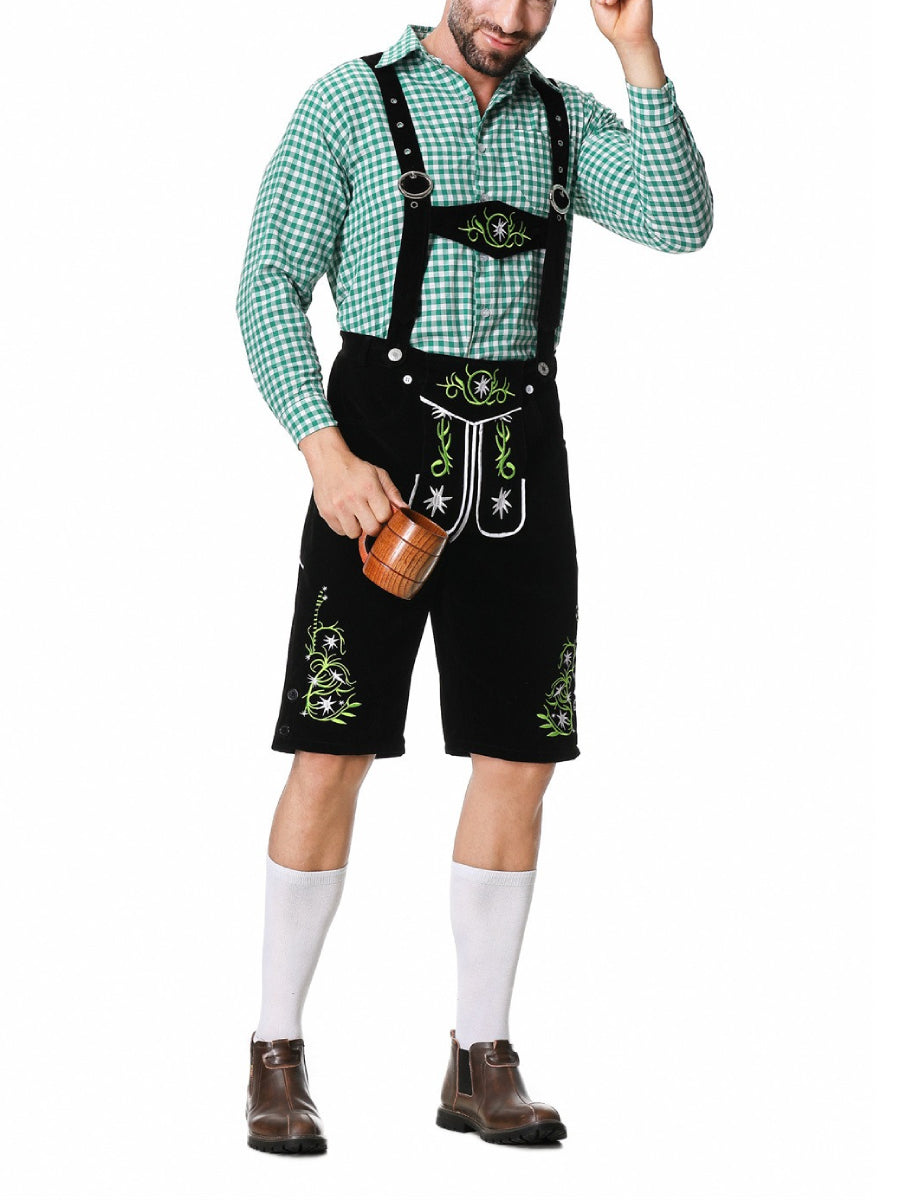 Oktoberfest Lederhosen Costume Set with Checkered Shirt