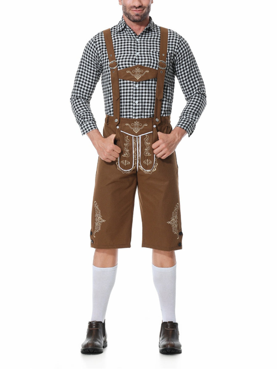 Oktoberfest Lederhosen Costume Set with Checkered Shirt