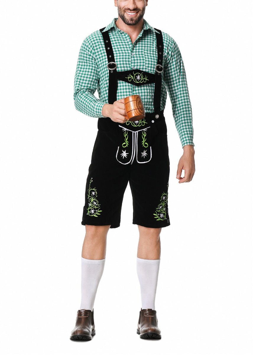 Oktoberfest Lederhosen Costume Set with Checkered Shirt