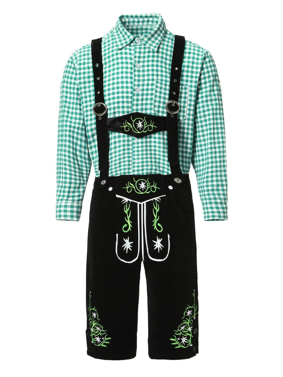Oktoberfest Lederhosen Costume Set with Checkered Shirt