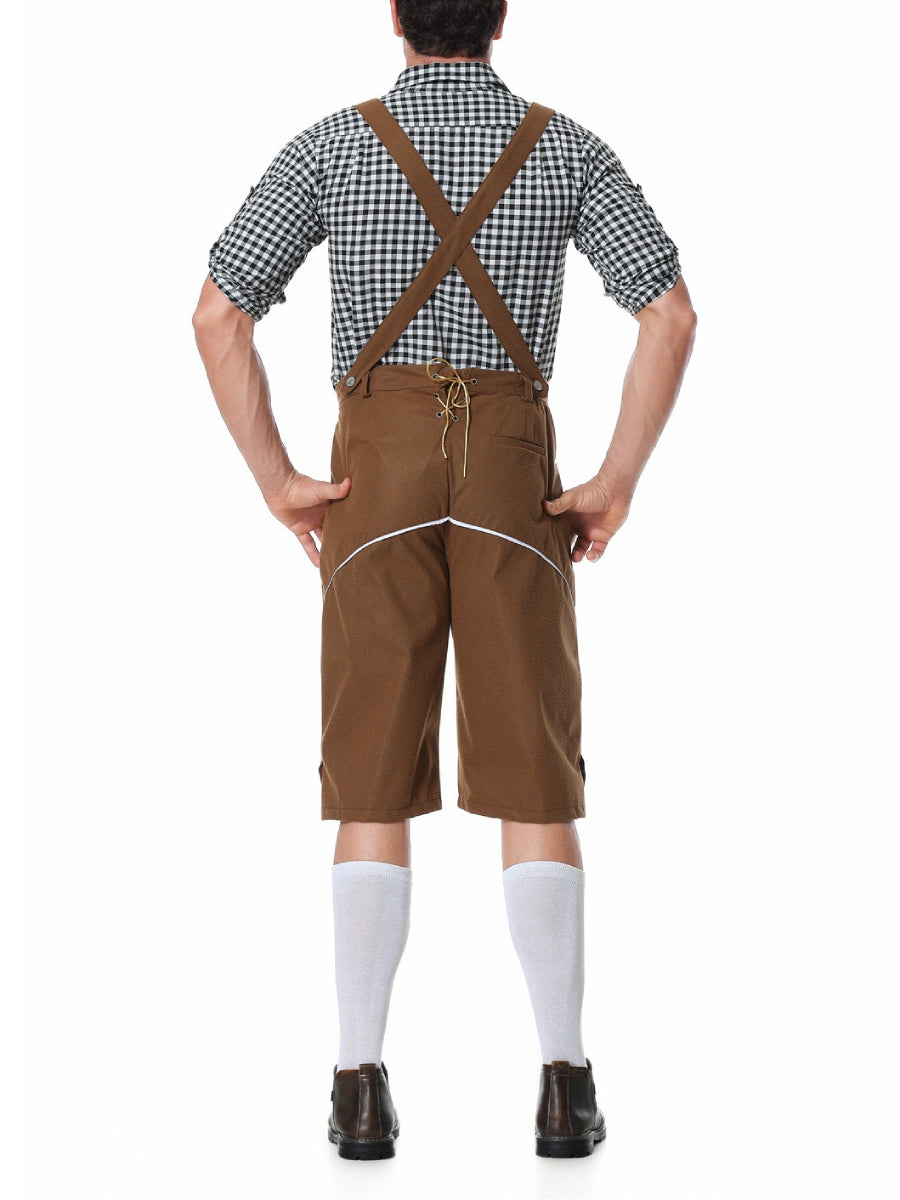 Oktoberfest Lederhosen Costume Set with Checkered Shirt