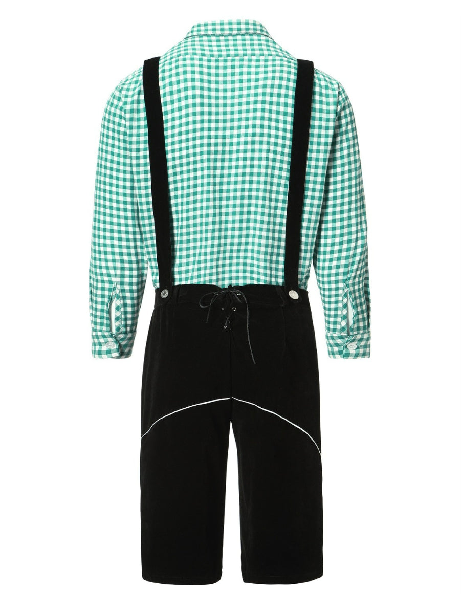 Oktoberfest Lederhosen Costume Set with Checkered Shirt