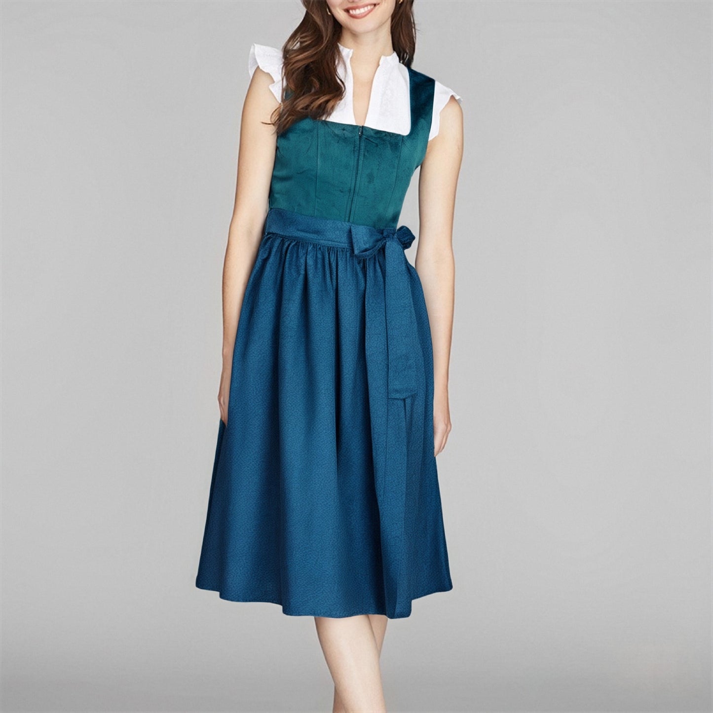 Oktoberfest Women's Deep Green Dirndl Dress with Apron
