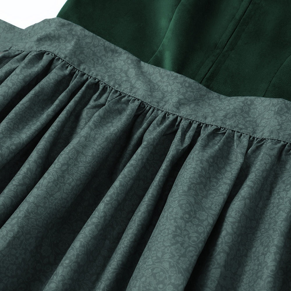 Oktoberfest Women's Deep Green Dirndl Dress with Apron
