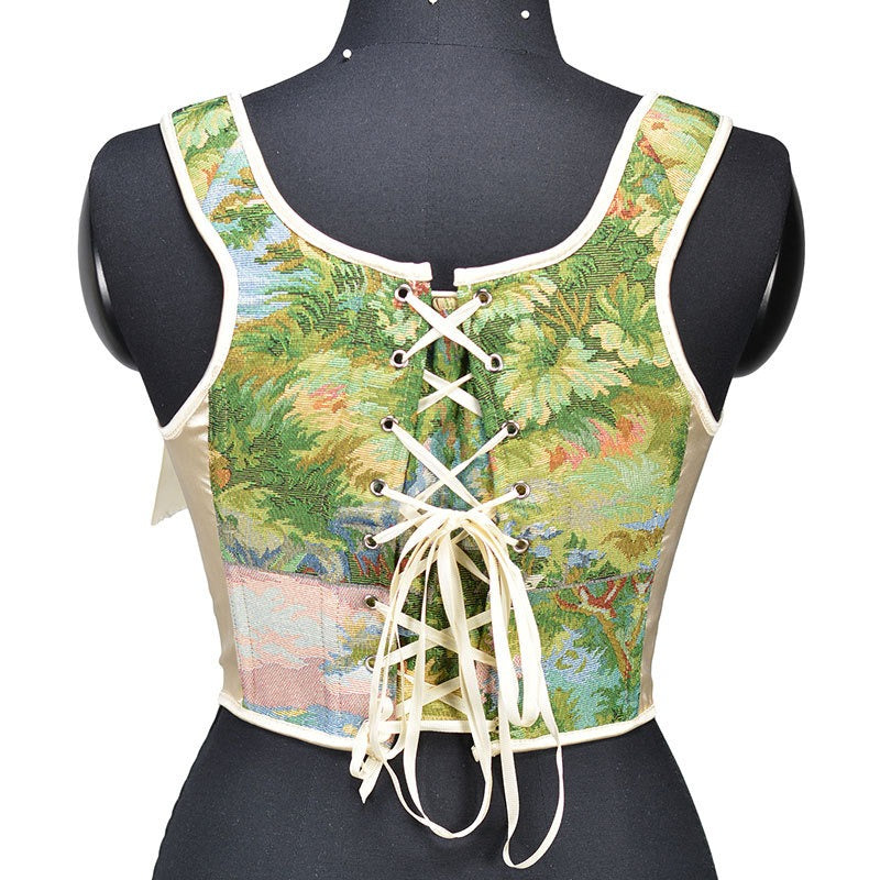 Victorian Painting Corset Lace-up Irregular Hem Vest - Retrorobe