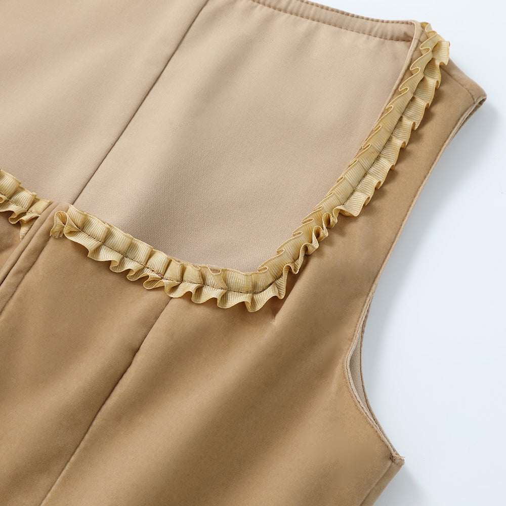 Oktoberfest Khaki Leopard Print Dirndl Dress