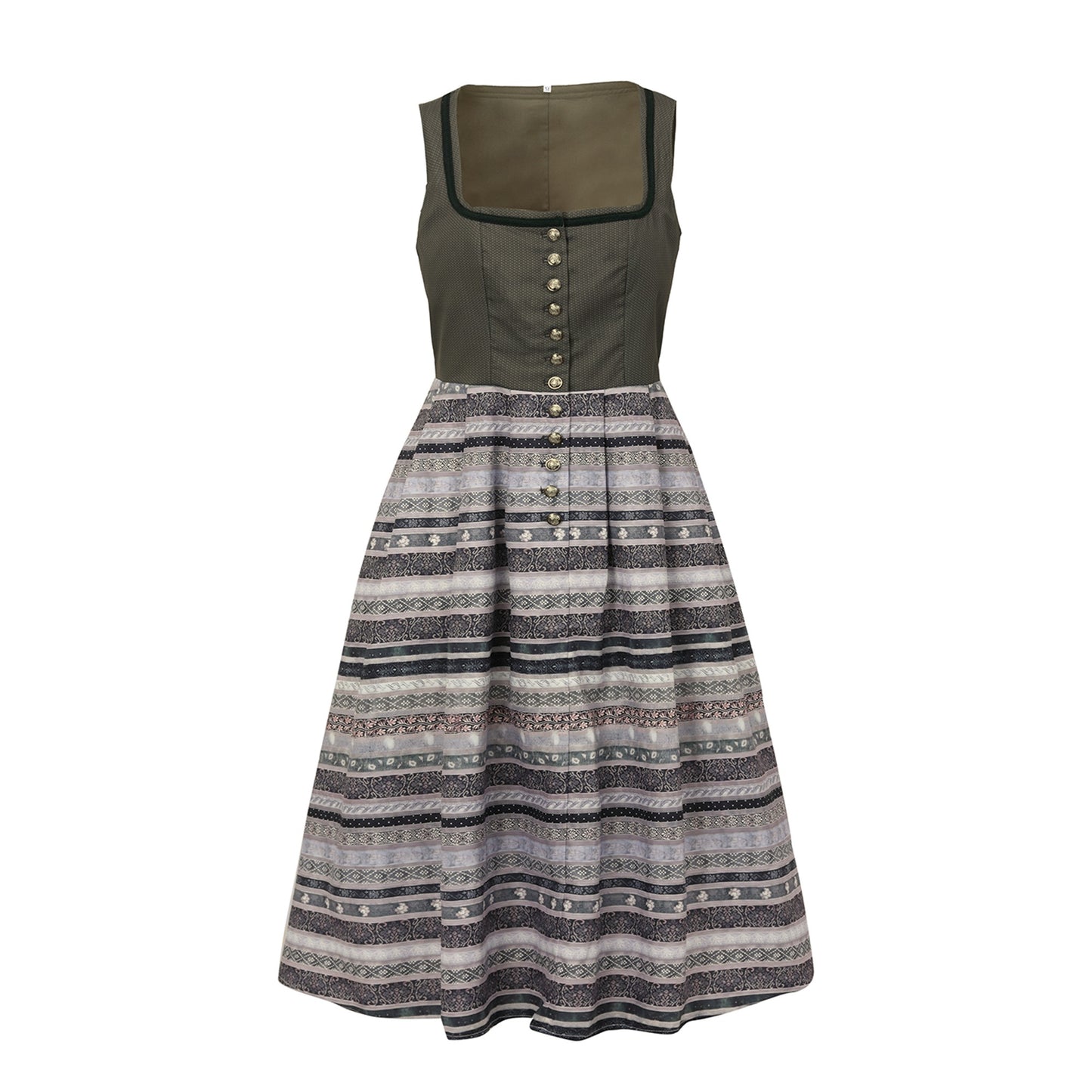 Oktoberfest Grey Traditional Dirndl Dress with Apron