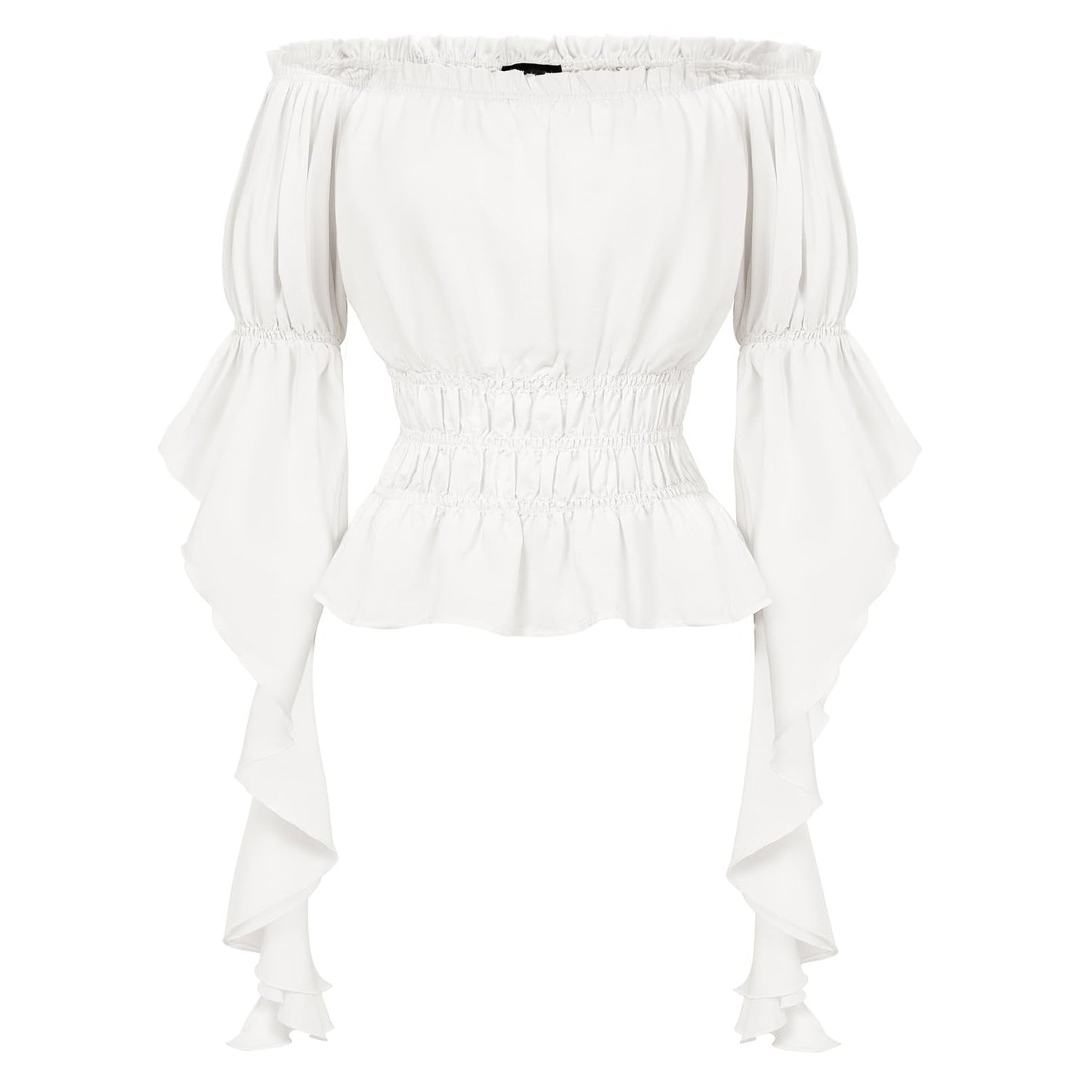 Renaissance Style Ruffle Sleeve Off Shoulder Peplum Blouse
