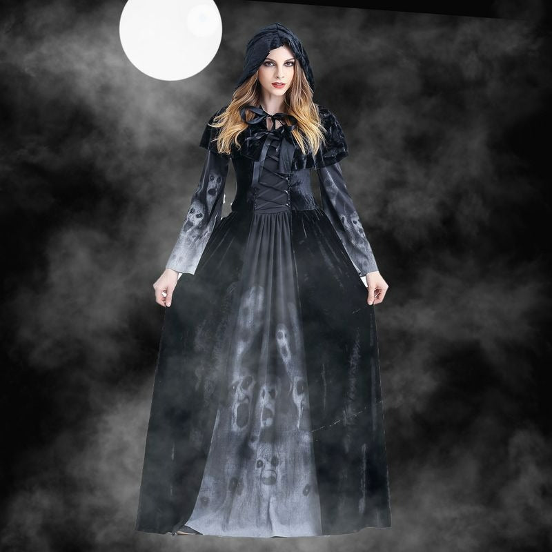Gothic Witch Outfit with Hooded Cloak