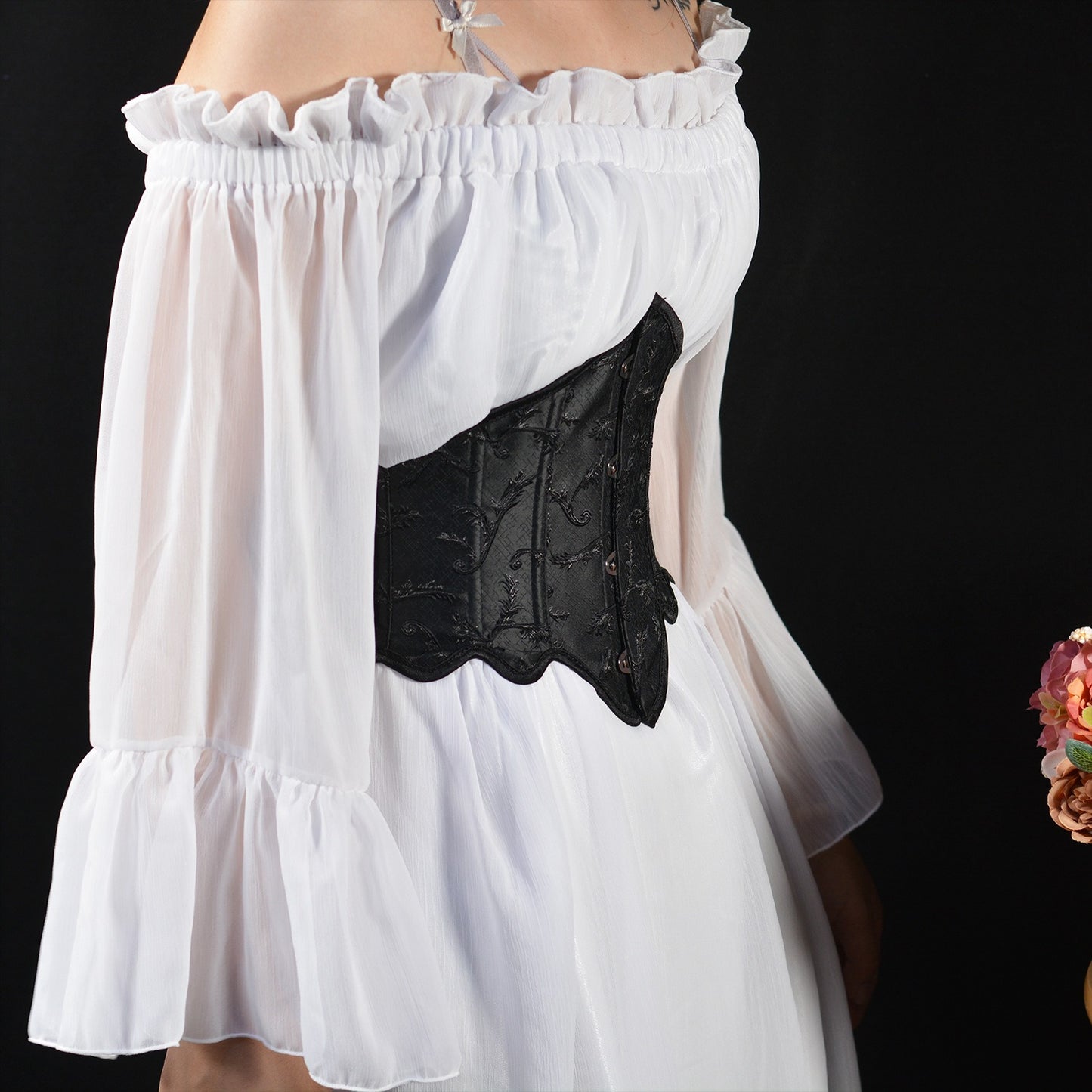 Victorian Underbust Jacquard Girdle Bustier - Retrorobe