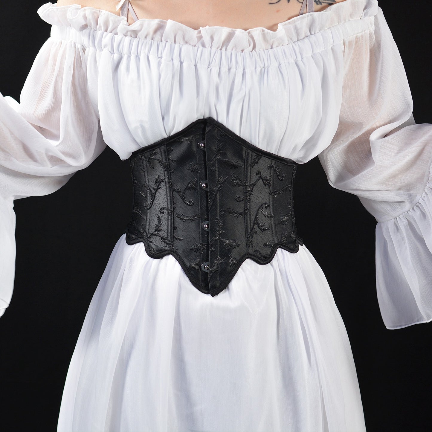 Victorian Underbust Jacquard Girdle Bustier - Retrorobe