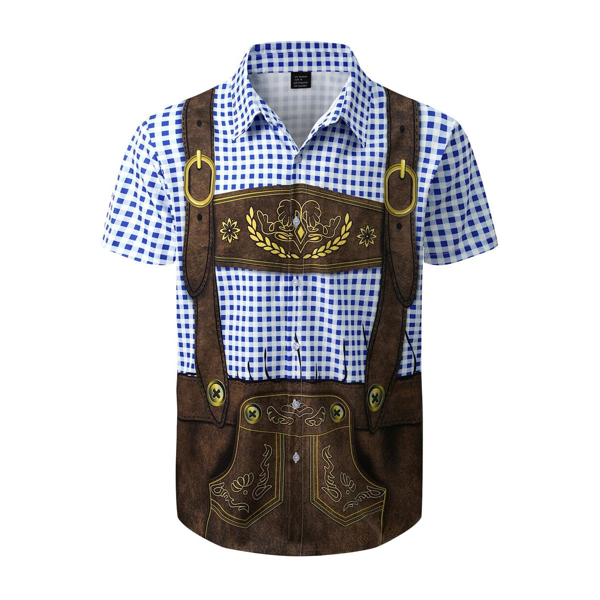 Kariertes Oktoberfest-Lederhosen-Grafikhemd für Herren