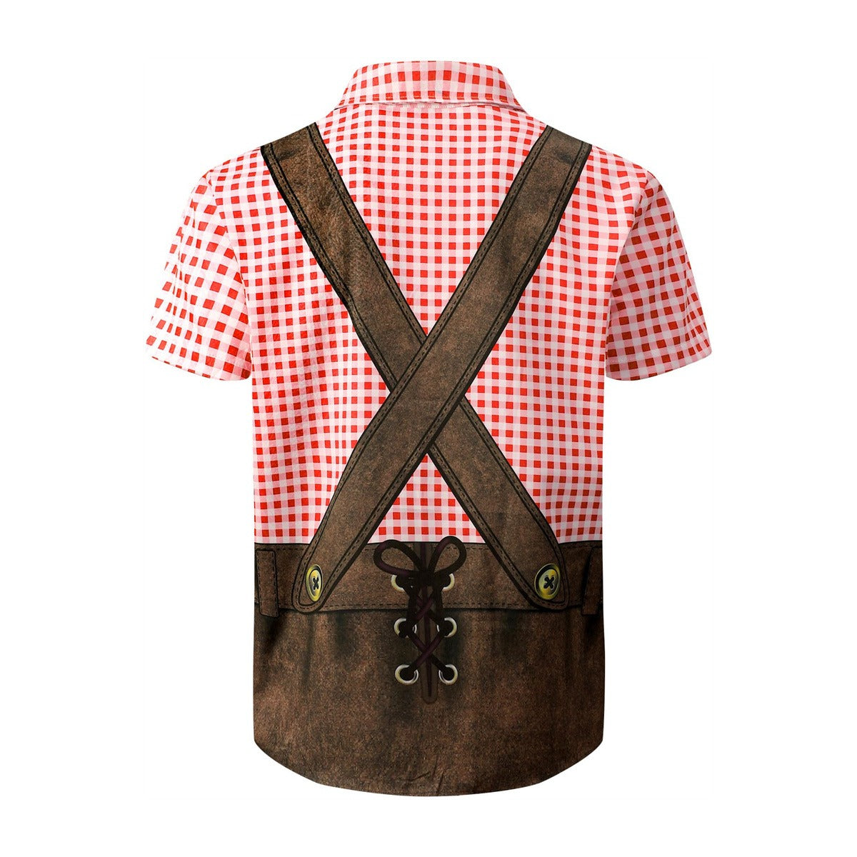Kariertes Oktoberfest-Lederhosen-Grafikhemd für Herren