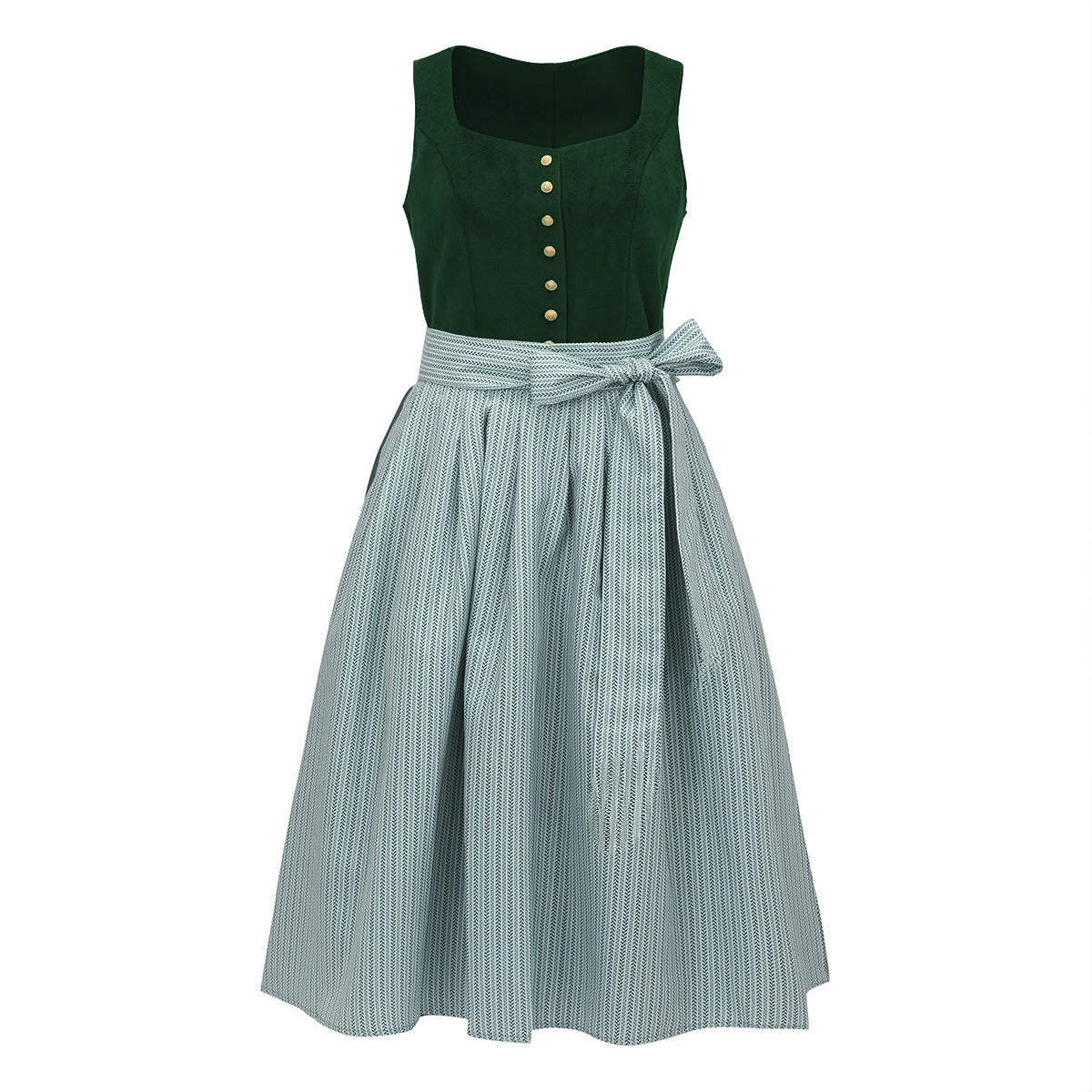 Oktoberfest Women's Deep Green Dirndl Dress with Apron