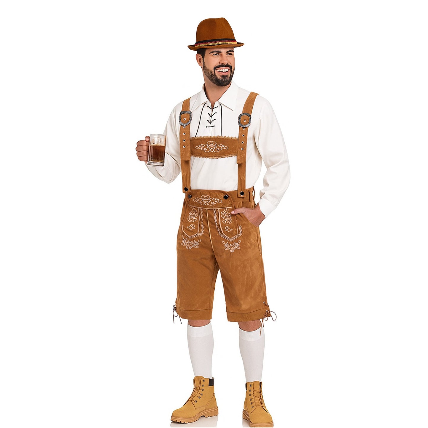 Oktoberfest Lederhosen Set with Shirt, Hat, and Socks