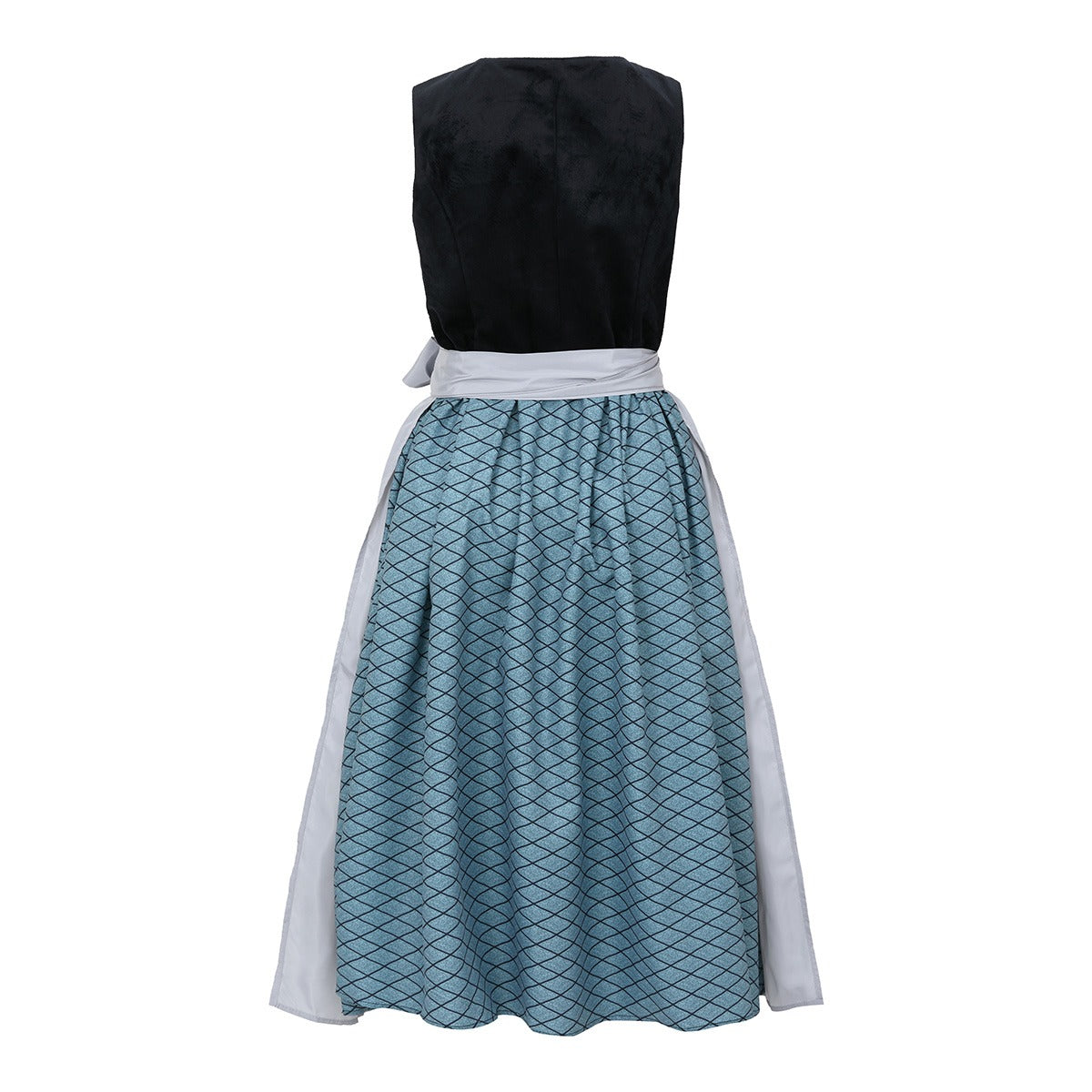 Oktoberfest Damen Dirndl Schwarz Silber mit Schürze