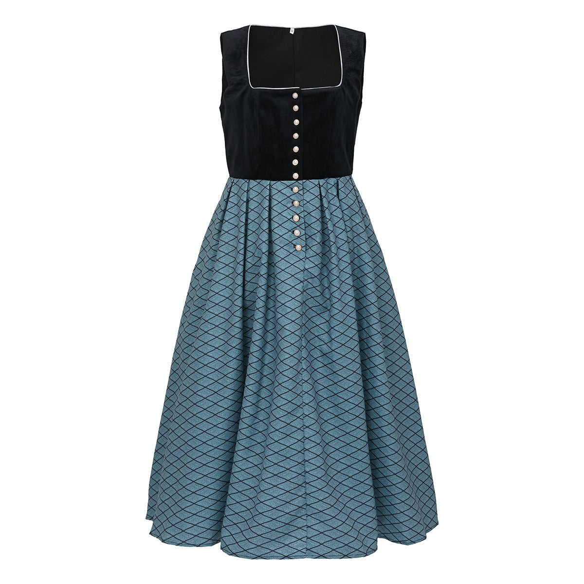 Oktoberfest Damen Dirndl Schwarz Silber mit Schürze