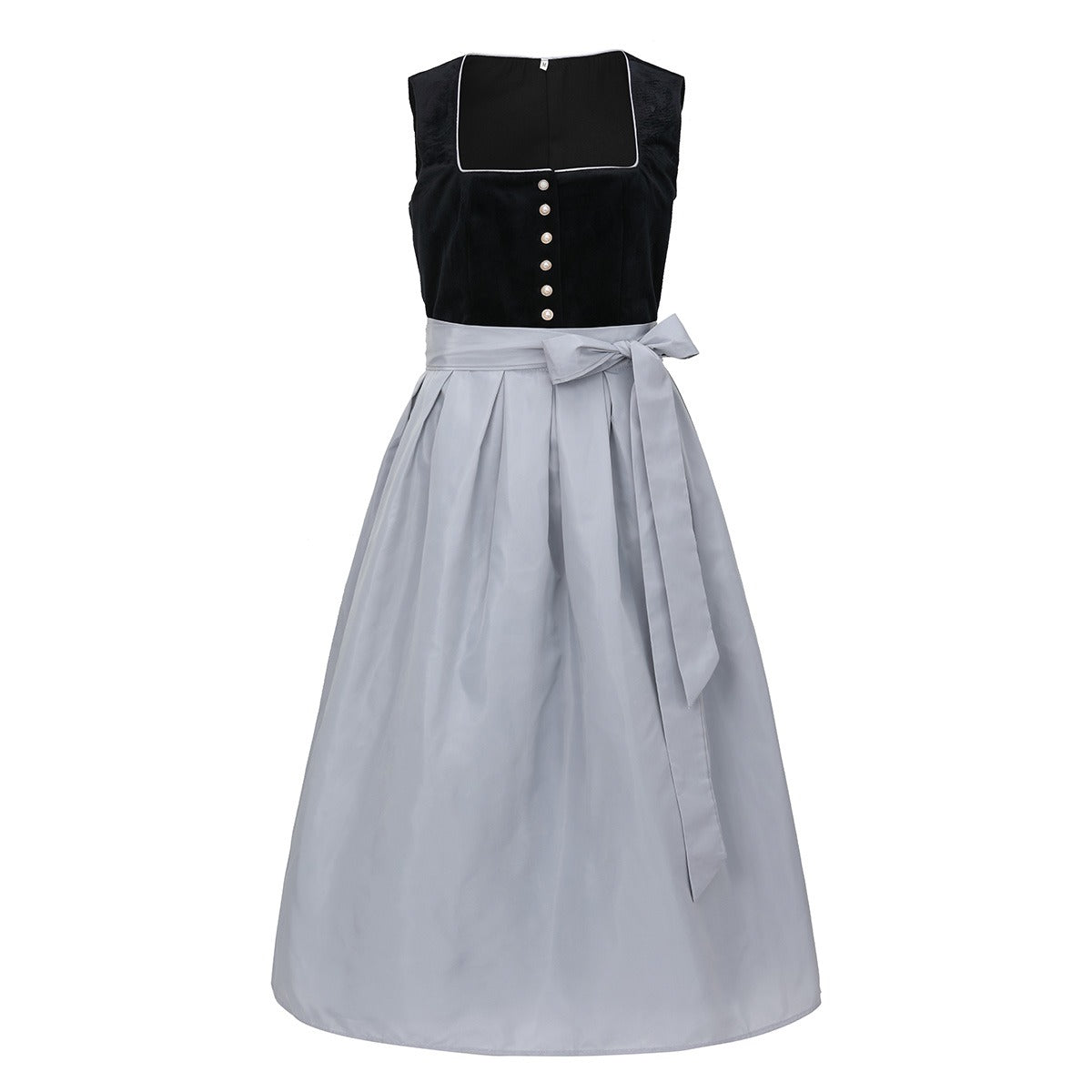 Oktoberfest Damen Dirndl Schwarz Silber mit Schürze