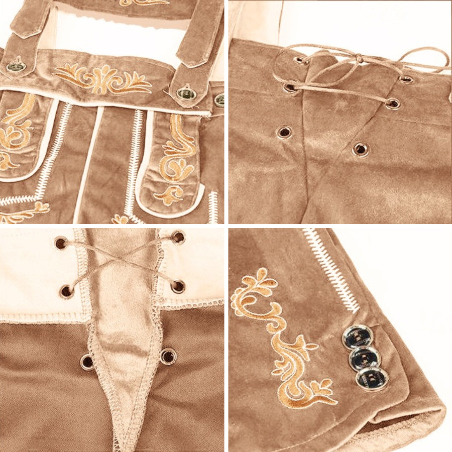 Men's Traditional Bavarian Lederhosen Brown Short