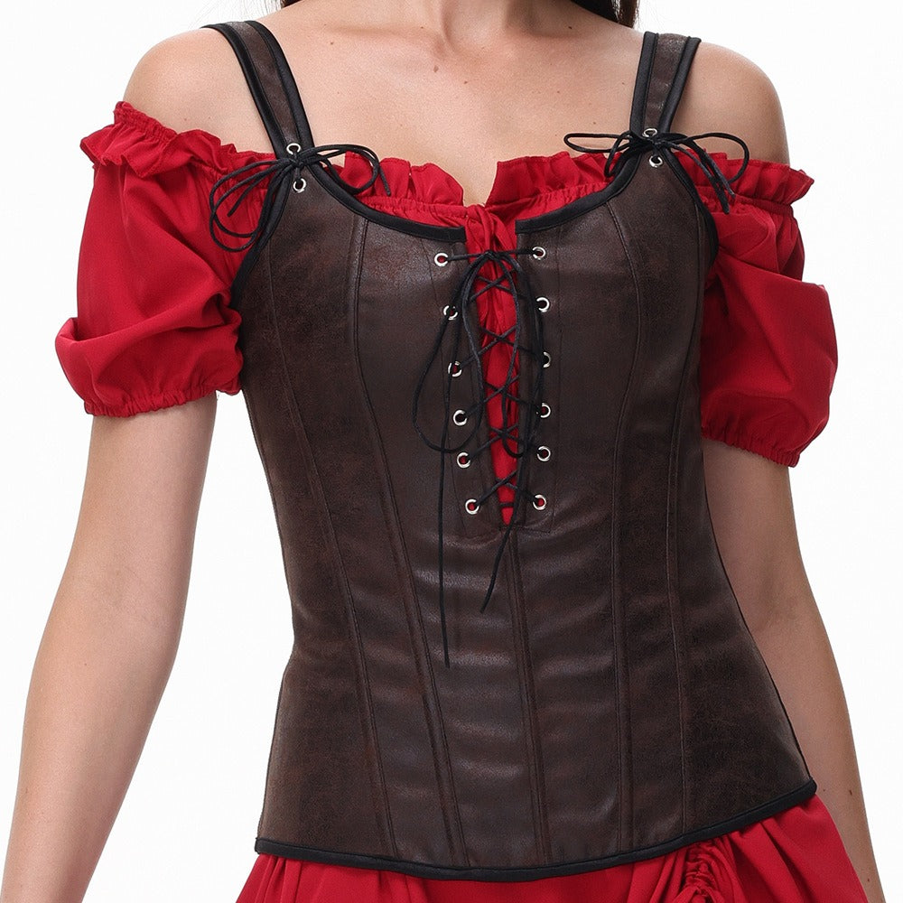 Renaissance Style Lace Design Corset Vest Bustier for LARP - Retrorobe