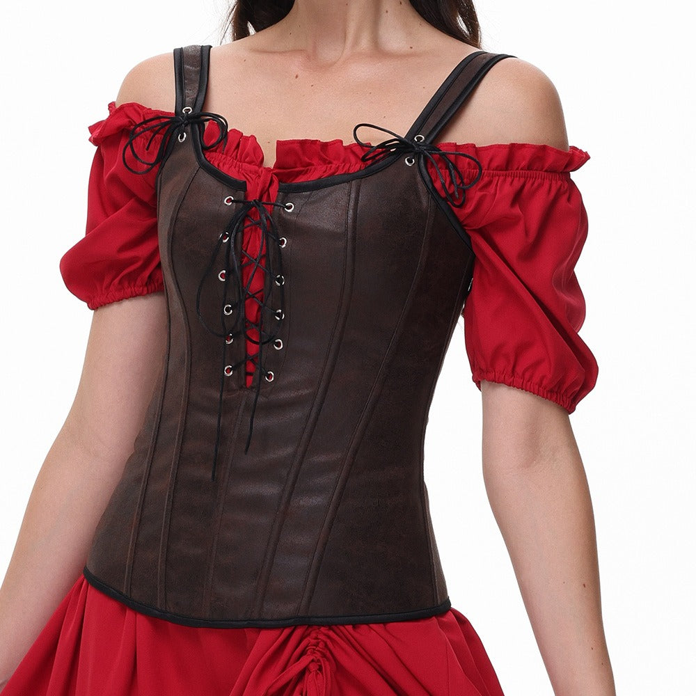 Renaissance Style Lace Design Corset Vest Bustier for LARP - Retrorobe