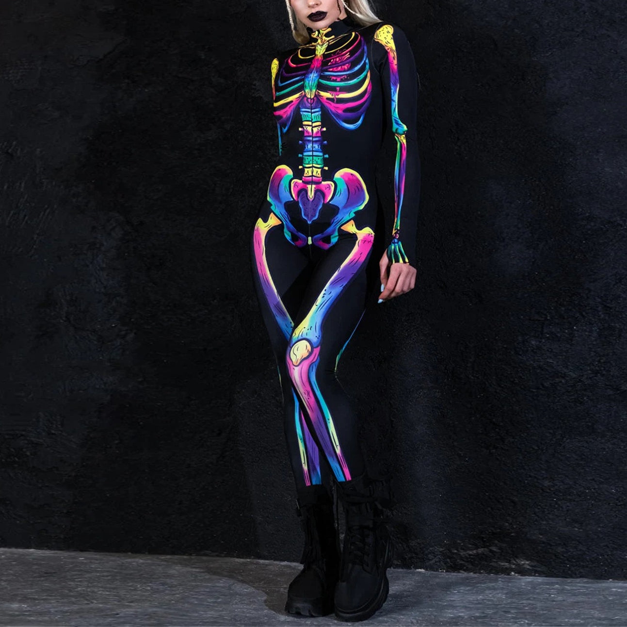 Skull Skeleton Rainbow Full Body Catsuit
