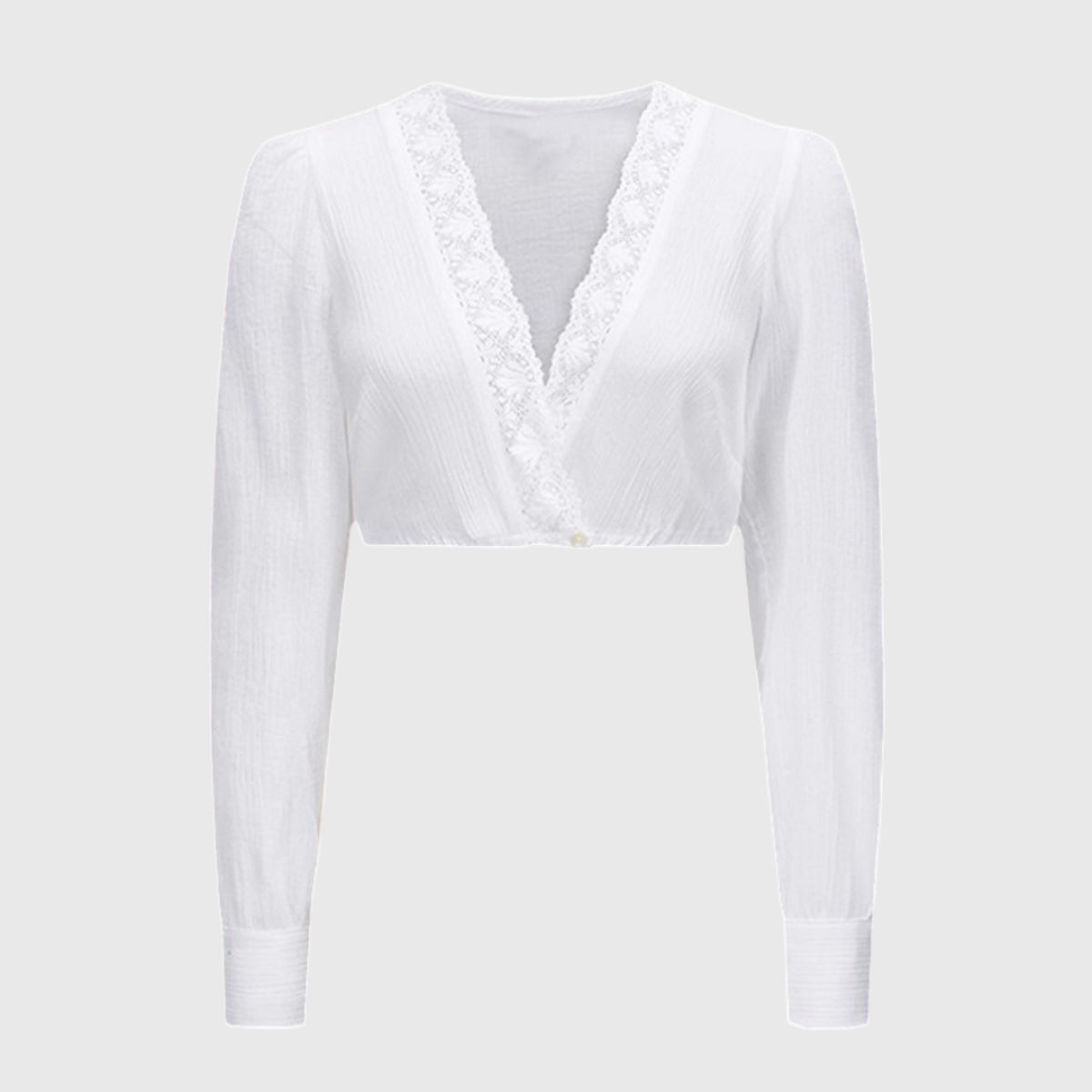 Oktoberfest White Lace Long Sleeve Dirndl Blouse