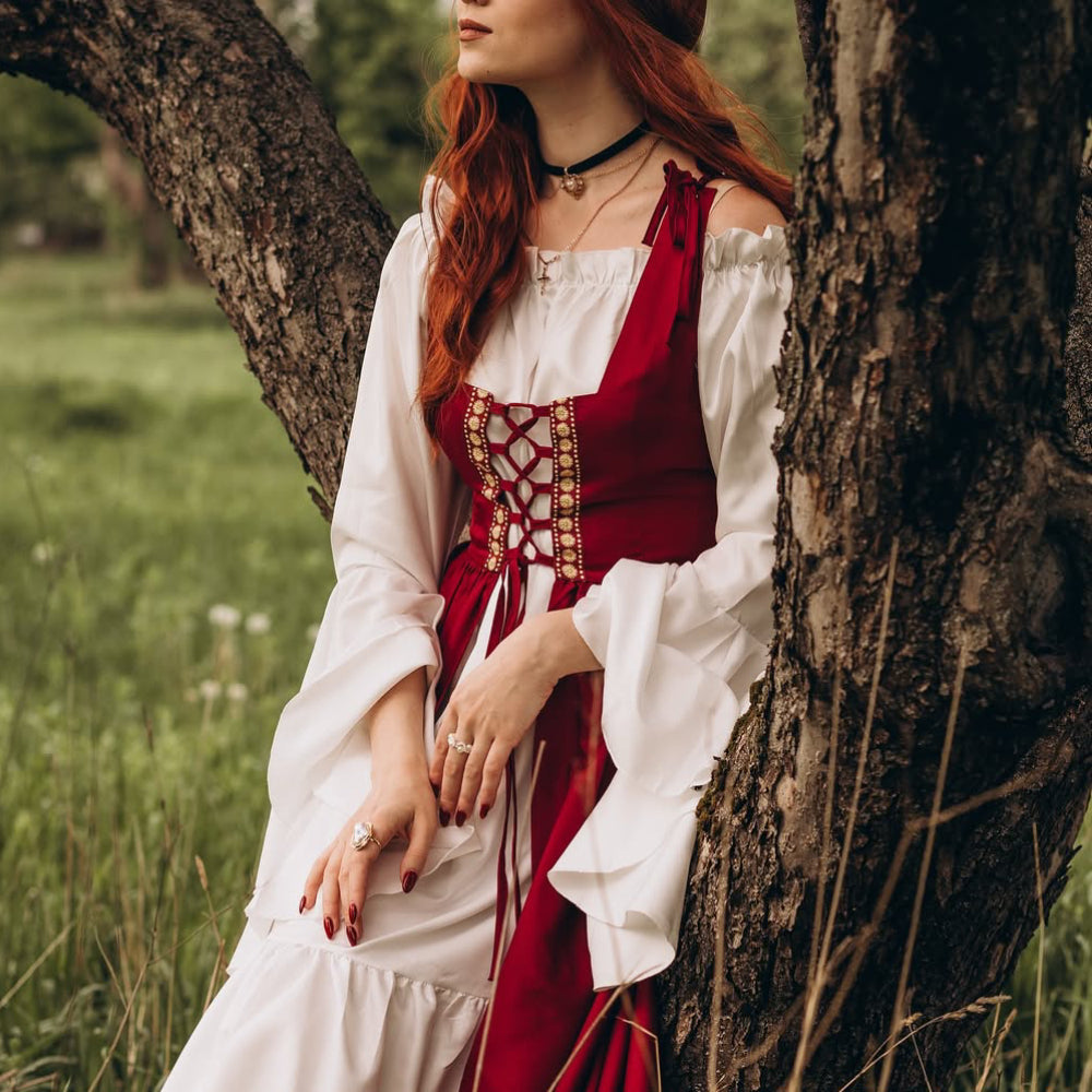Irish Medieval Long Sleeve Dress - Retro Royal Court for Ren Faire retrorobe Irish Medieval Long Sleeve Dress - Retro Royal Court for Ren Faire retrorobe