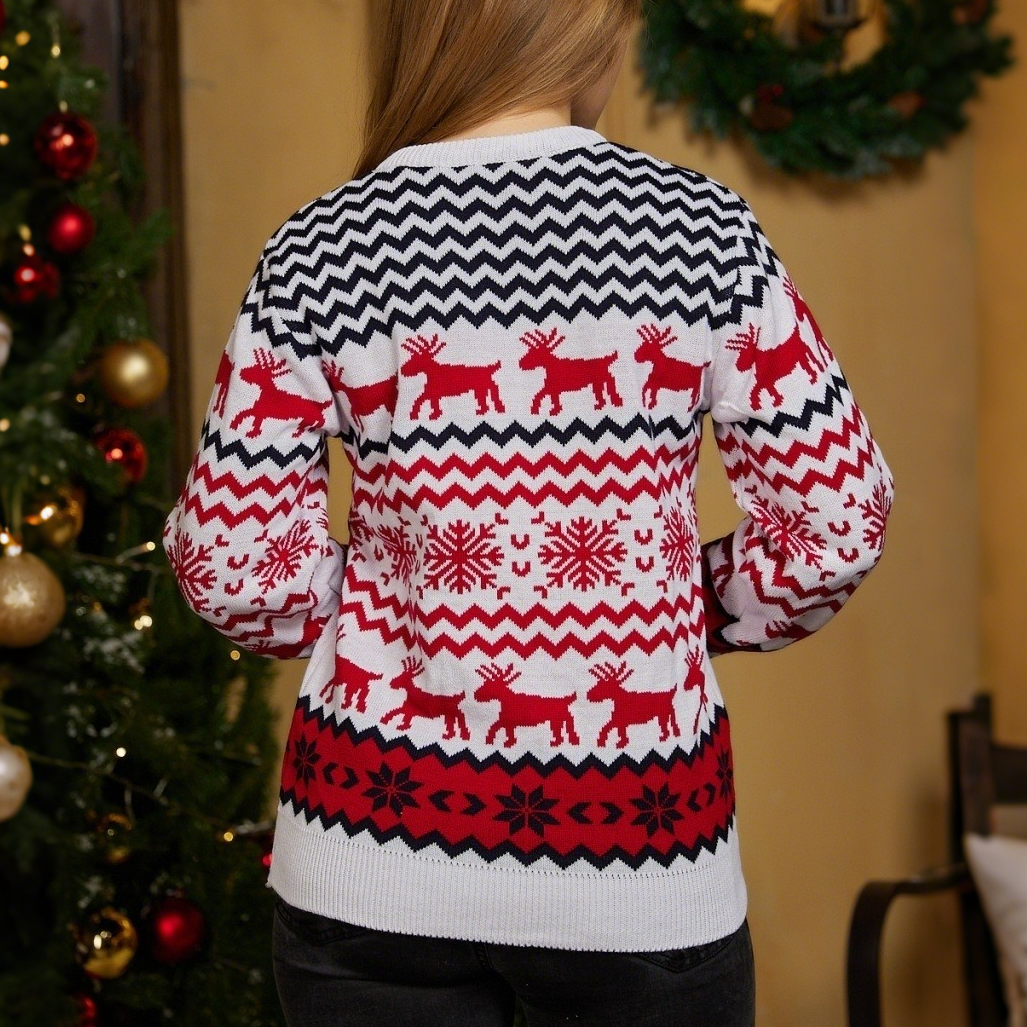 Knitted Reindeer & Snowflake Ugly Christmas Sweater
