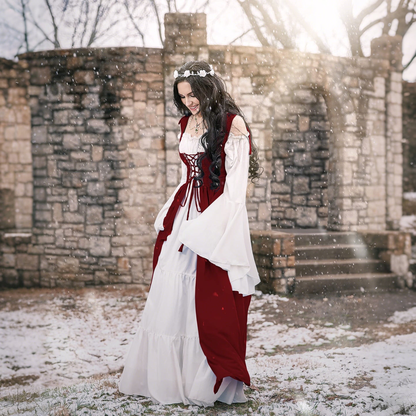 Irish Medieval Retro Royal Court Princess Style Long Sleeve Dress - Retrorobe
