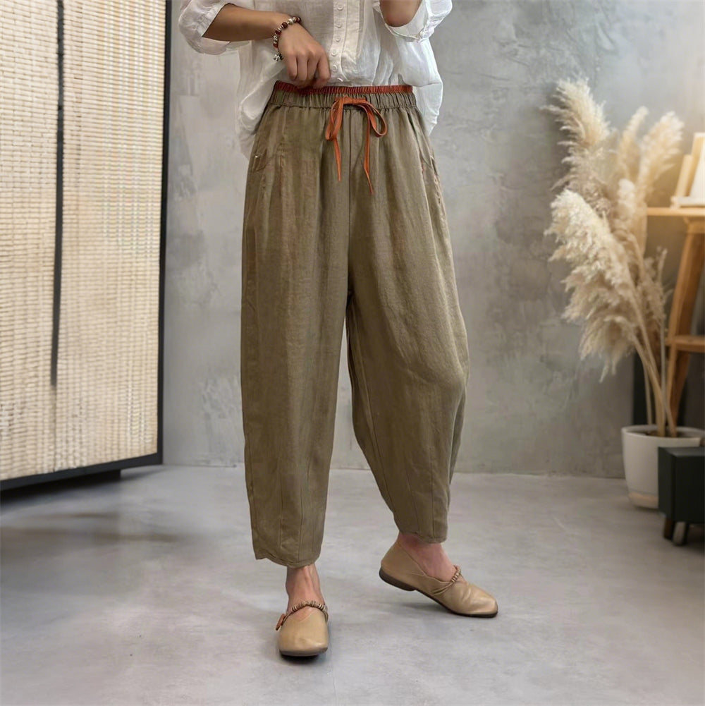 Classic Linen Loose Pants with Pocket - Retrorobe