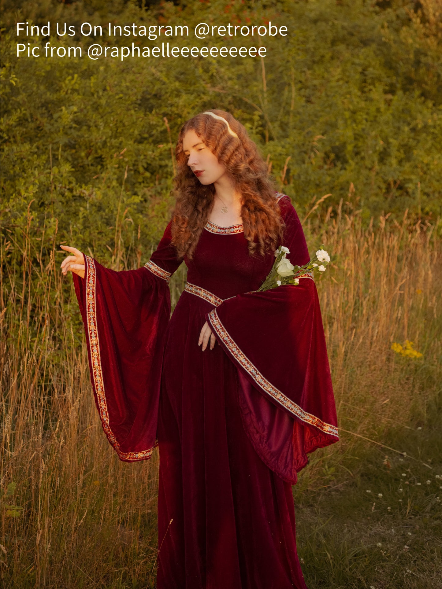 Renaissance Velvet Gown with Hood and Bell Sleeves