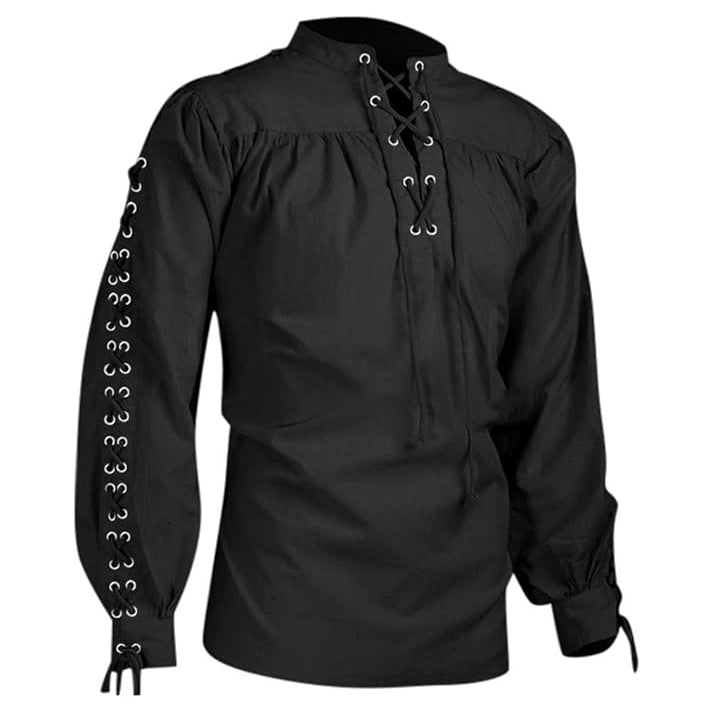 Pirate Style Lace-up Shirt - Retrorobe