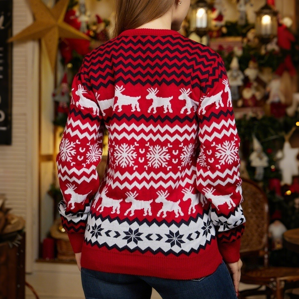 Knitted Reindeer & Snowflake Ugly Christmas Sweater