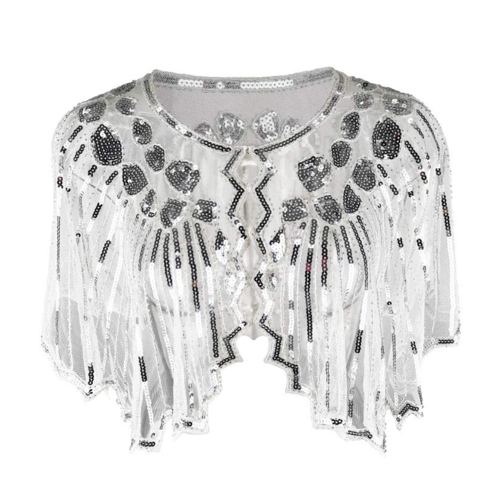 9PCS Beige Gatsby Accessory Set with Sequin Shawl