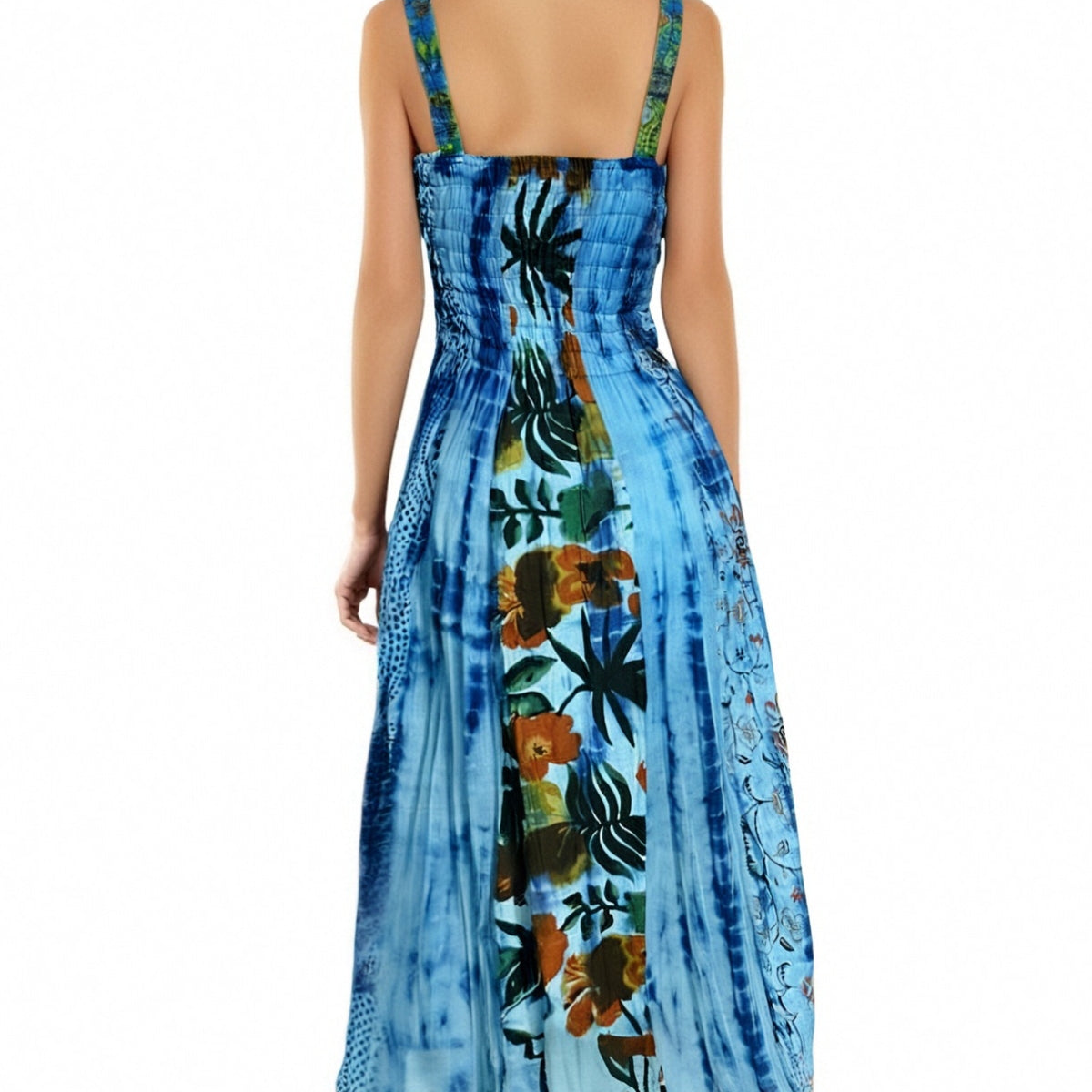 Boho Lace-Up Paisley Handmade Batik Maxi Dress