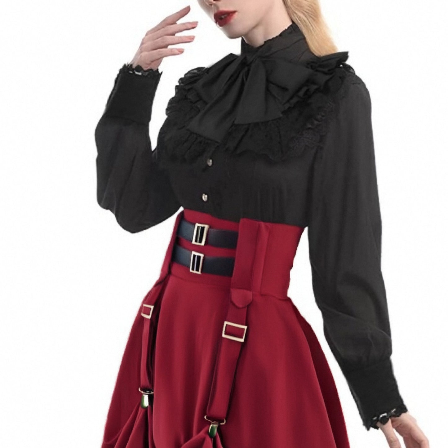 Retro Vintage Rokoko Prinzessinnen Stil Rüschenärmel Bluse