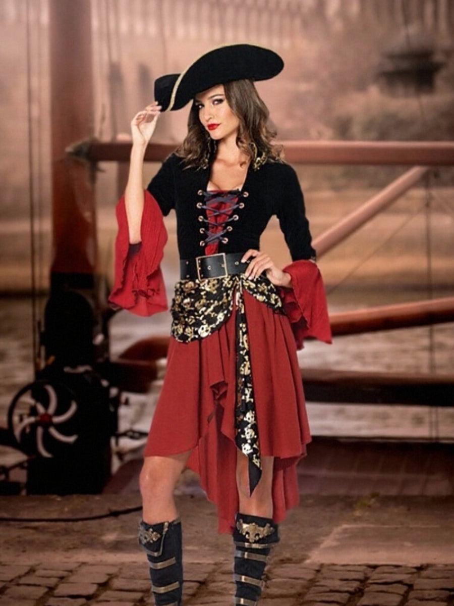 Gothic Piratenkapitän Outfit mit Hut und Gürtel