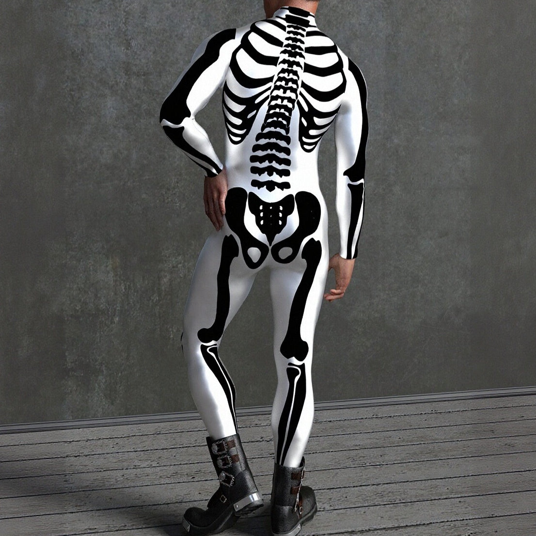 Men's White Skeleton Skull Costume Bodysuits